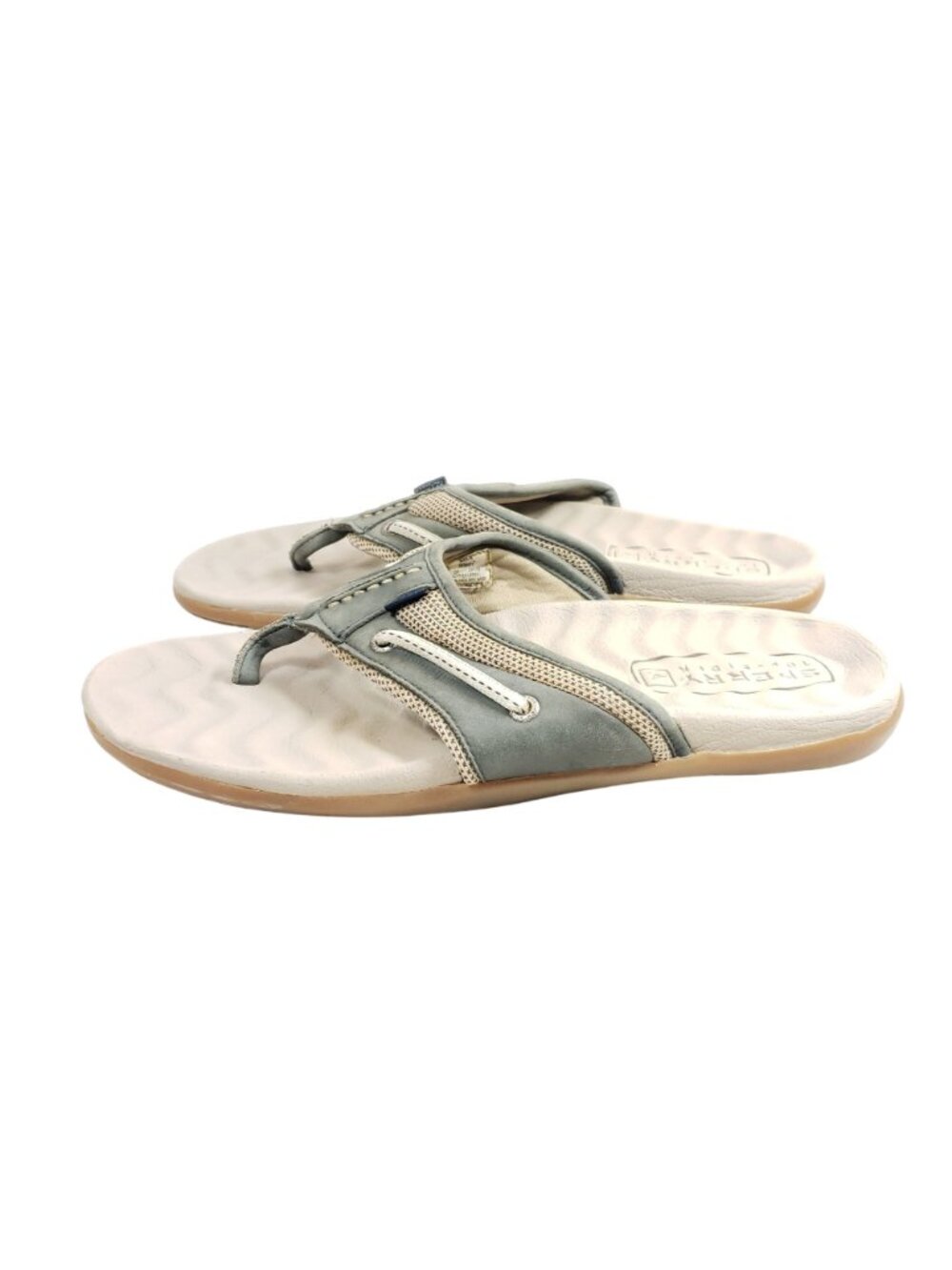 Sperry Mens Size 11 Gray Leather Flip Flop Sandals Non-Slip Sole - Picture 4 of 8